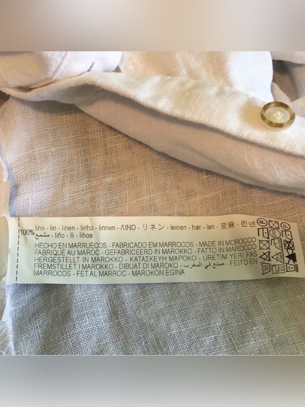 ZARA 100% linen blouse, short cap sleeve, faux shell buttons, Sz S - Picture 4 of 4